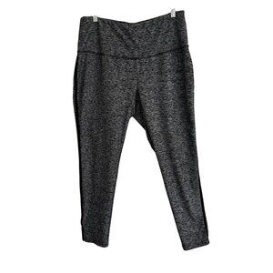Chicos Zenergy Pants 12-14 Yoga Athletic Casual Pull On Gray Black Heathered